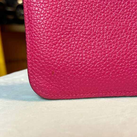 HERMES Dogon GM Long Wallet Ruby Leather Silvertone - Picture 5 of 16